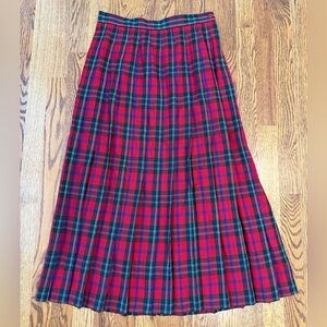 Vintage Talbots Red Plaid Wool Tartan Midi Skirt Sz 10